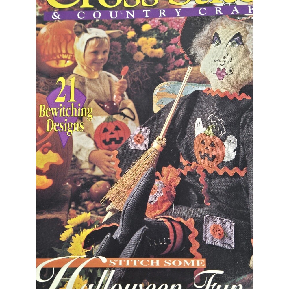 Cross Stitch & Country Crafts Sep Oct 1994 Halloween 21 Designs Magazine - Picture 3 of 8
